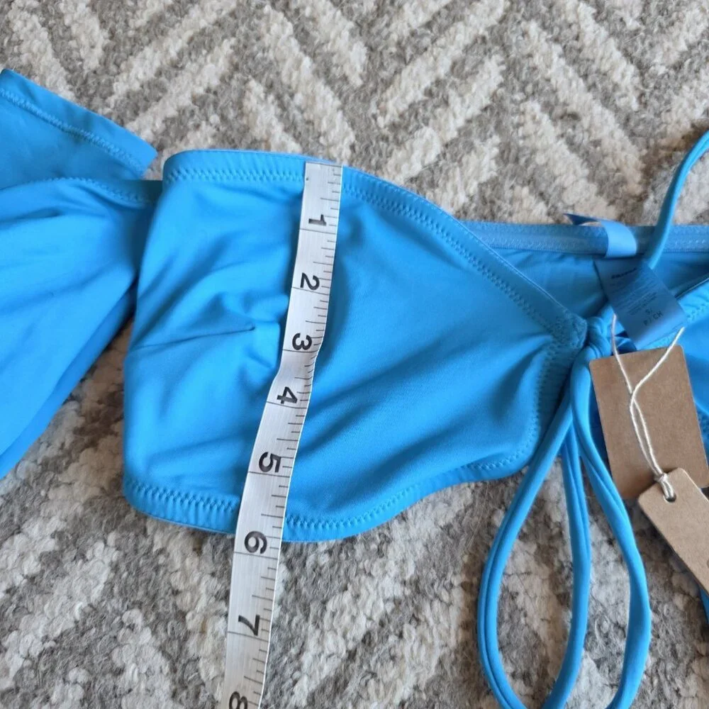 SKIMS Swim Long Sleeve Bikini Top Turquoise Size Small NWT